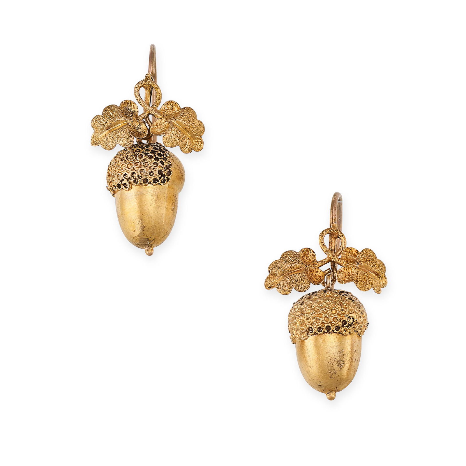 A PAIR OF ANTIQUE ACORN EARRINGS, 19TH CENTURY in yellow gold, each designed as an acorn, suspended (1 of 1)
