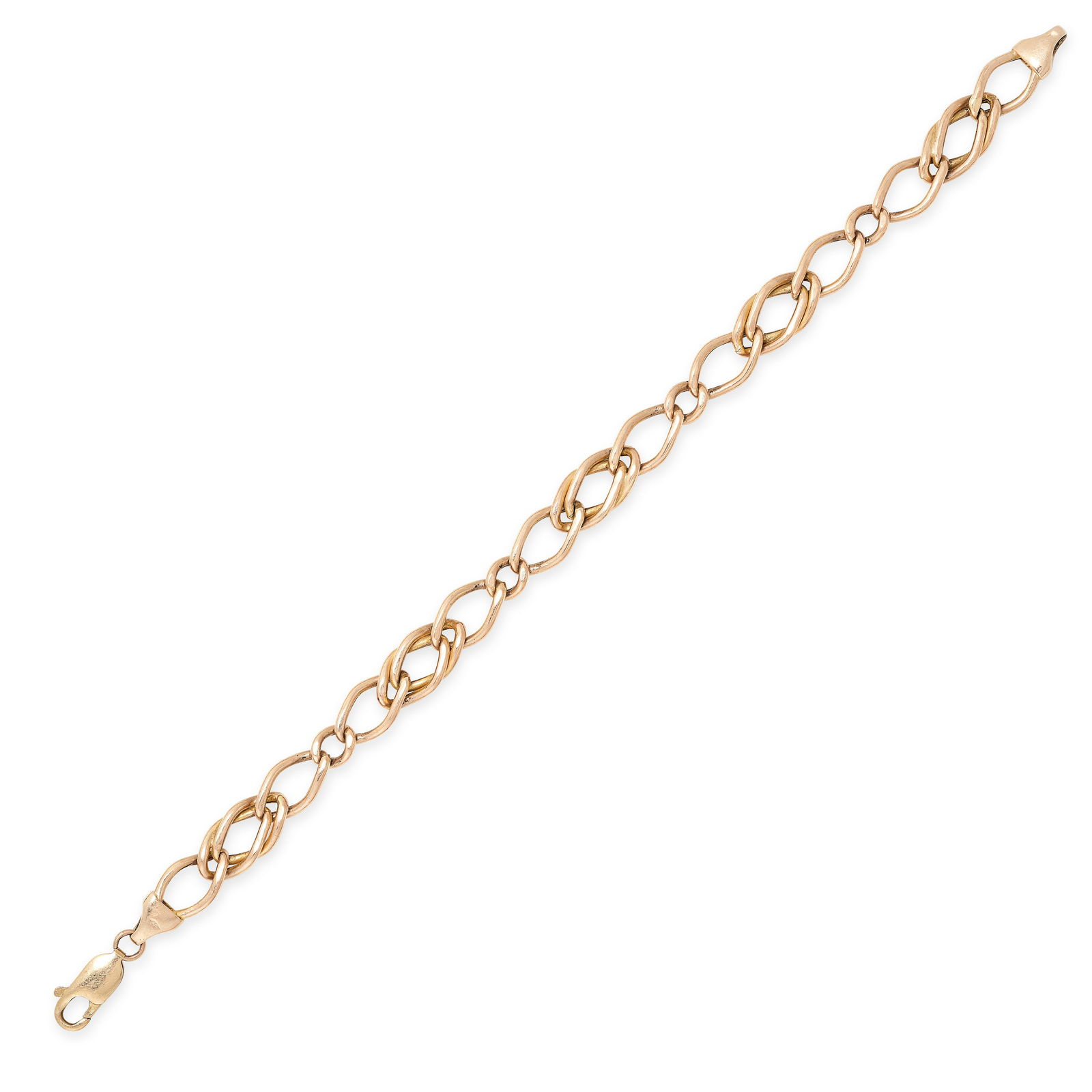 A VINTAGE GOLD BRACELET in 9ct gold, comprising a series of fancy links, stamped 375, 19.3cm, 6.7g. (1 of 1)