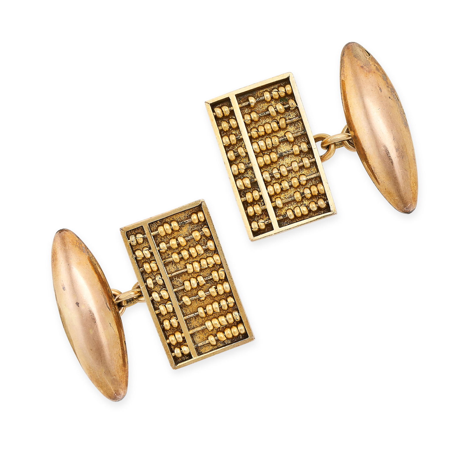 A PAIR OF VINTAGE ABACUS CUFFLINKS each with one face designed as an abacus with moving beads, the (1 of 1)