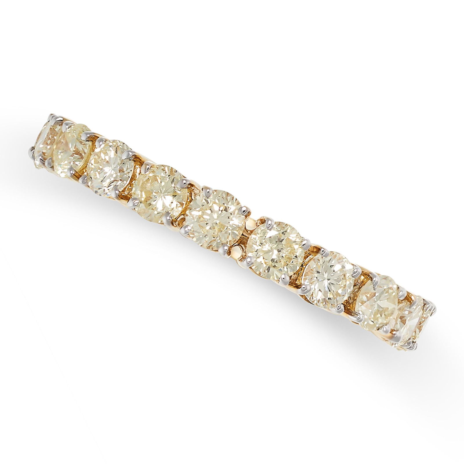 A DIAMOND ETERNITY RING designed as a full eternity, the band set with round brilliant cut diamonds (1 of 2)