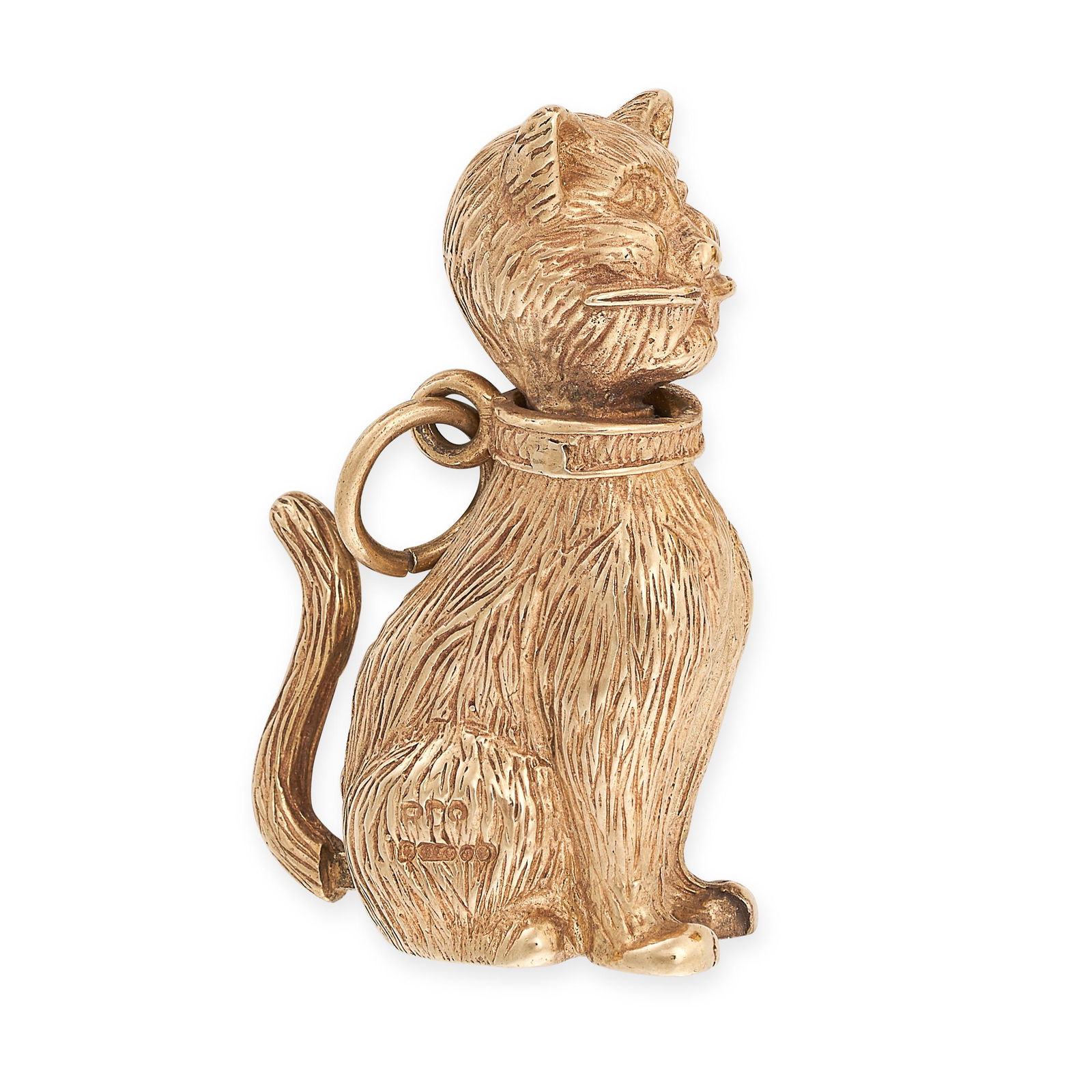 A VINTAGE GOLD CAT CHARM/PENDANT in 9ct yellow gold, designed as a cat with articulated head and (1 of 1)