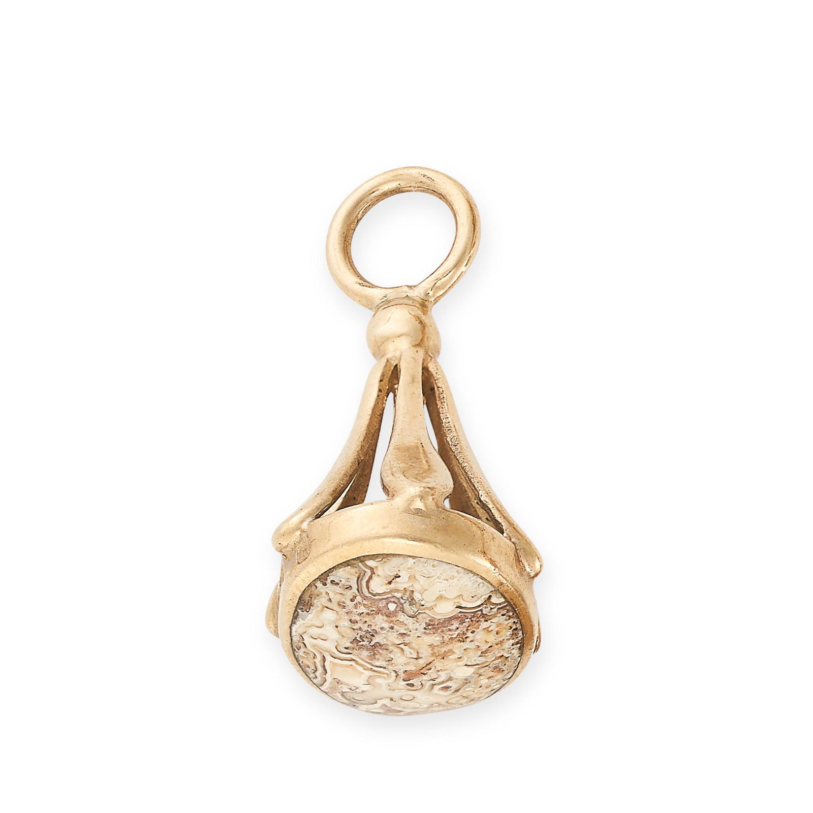 A VINTAGE HARDSTONE CHARM/FOB in 9ct yellow gold, set with an oval hardstone, full British hallmarks (1 of 1)