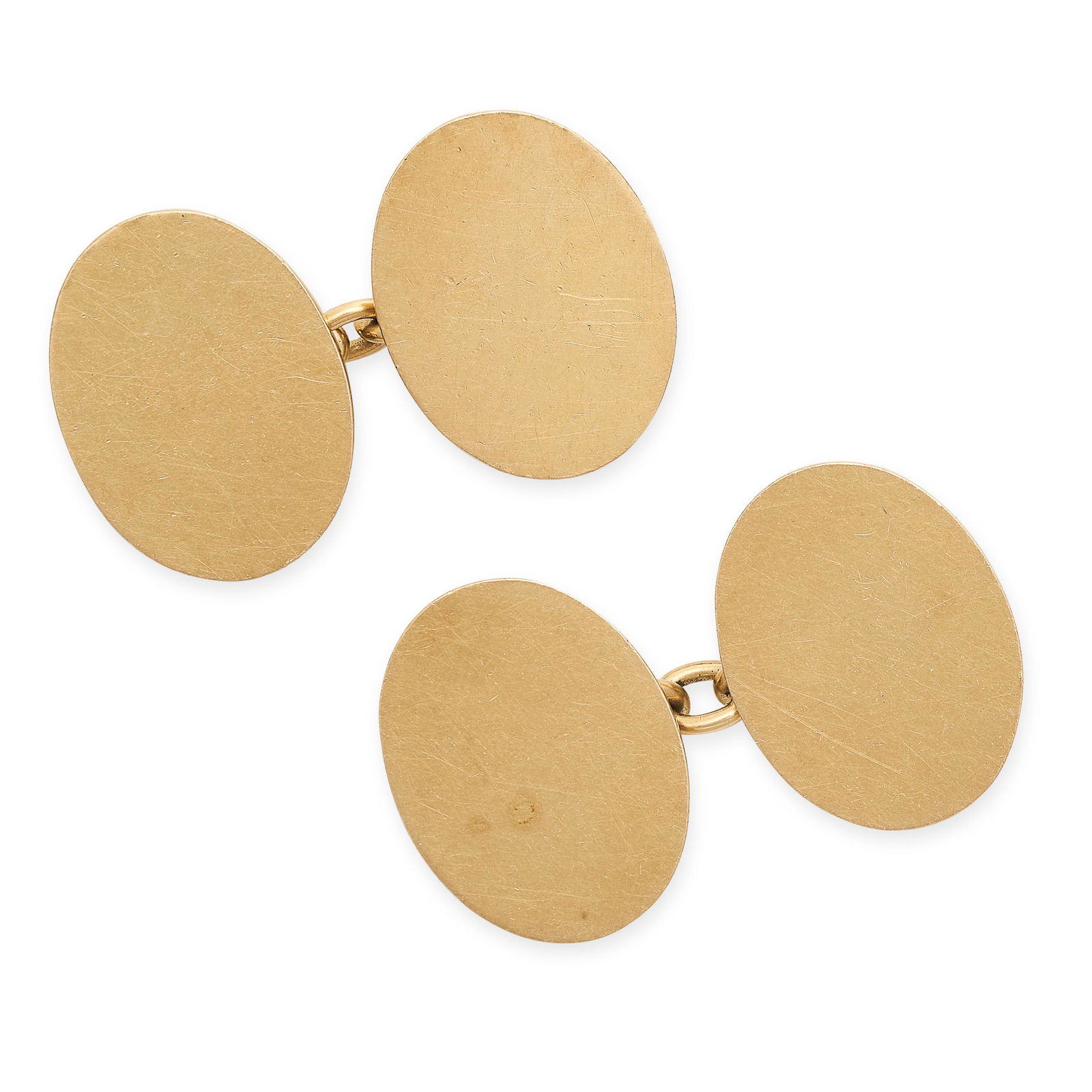 A PAIR OF VINTAGE GOLD CUFFLINKS in 18ct yellow gold, the plain oval faces connected by links of (1 of 1)