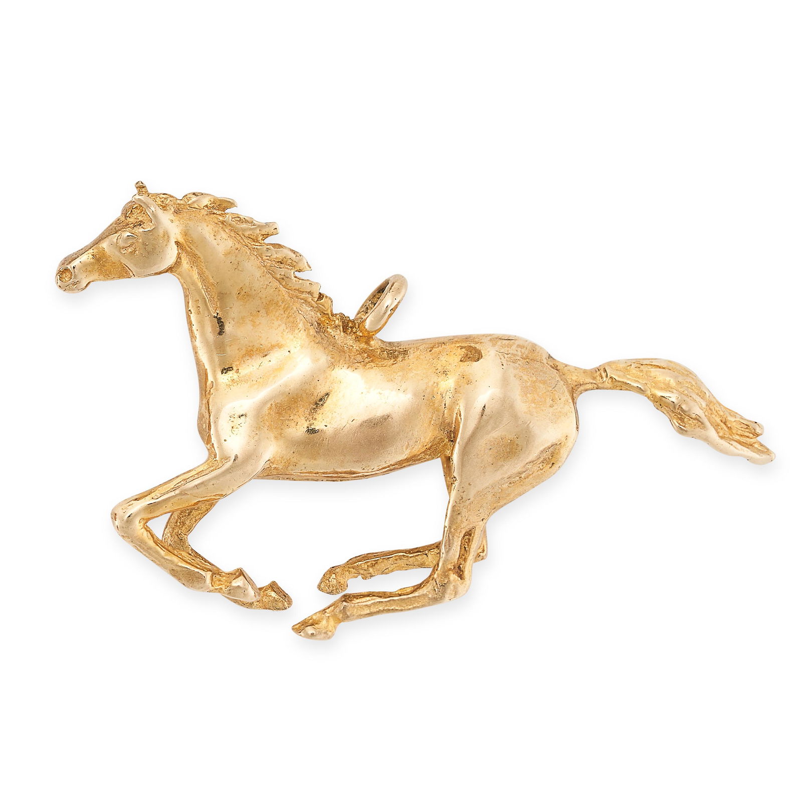 A VINTAGE HORSE CHARM/PENDANT in 9ct yellow gold, designed as a galloping horse, full British (1 of 1)