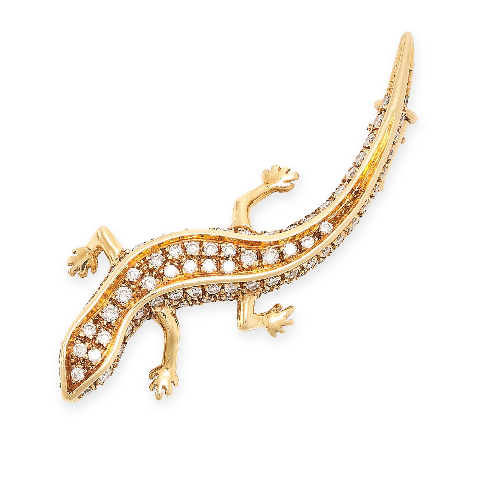 A DIAMOND SALAMANDER BROOCH designed as a salamander, set with round brilliant cut diamonds (1 of 1)