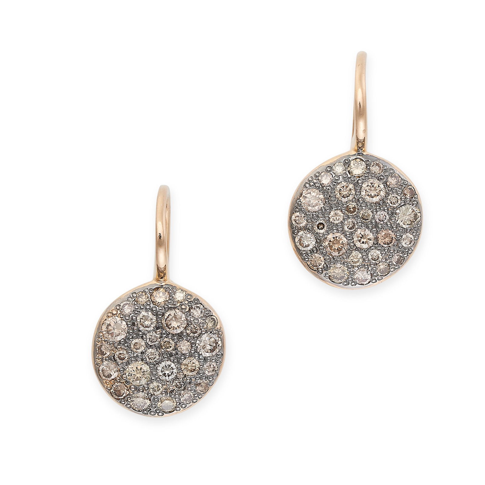 POMELLATO, A PAIR OF DIAMOND SABBIA EARRINGS in 18ct rose gold, the circular bodies pave set with (1 of 2)
