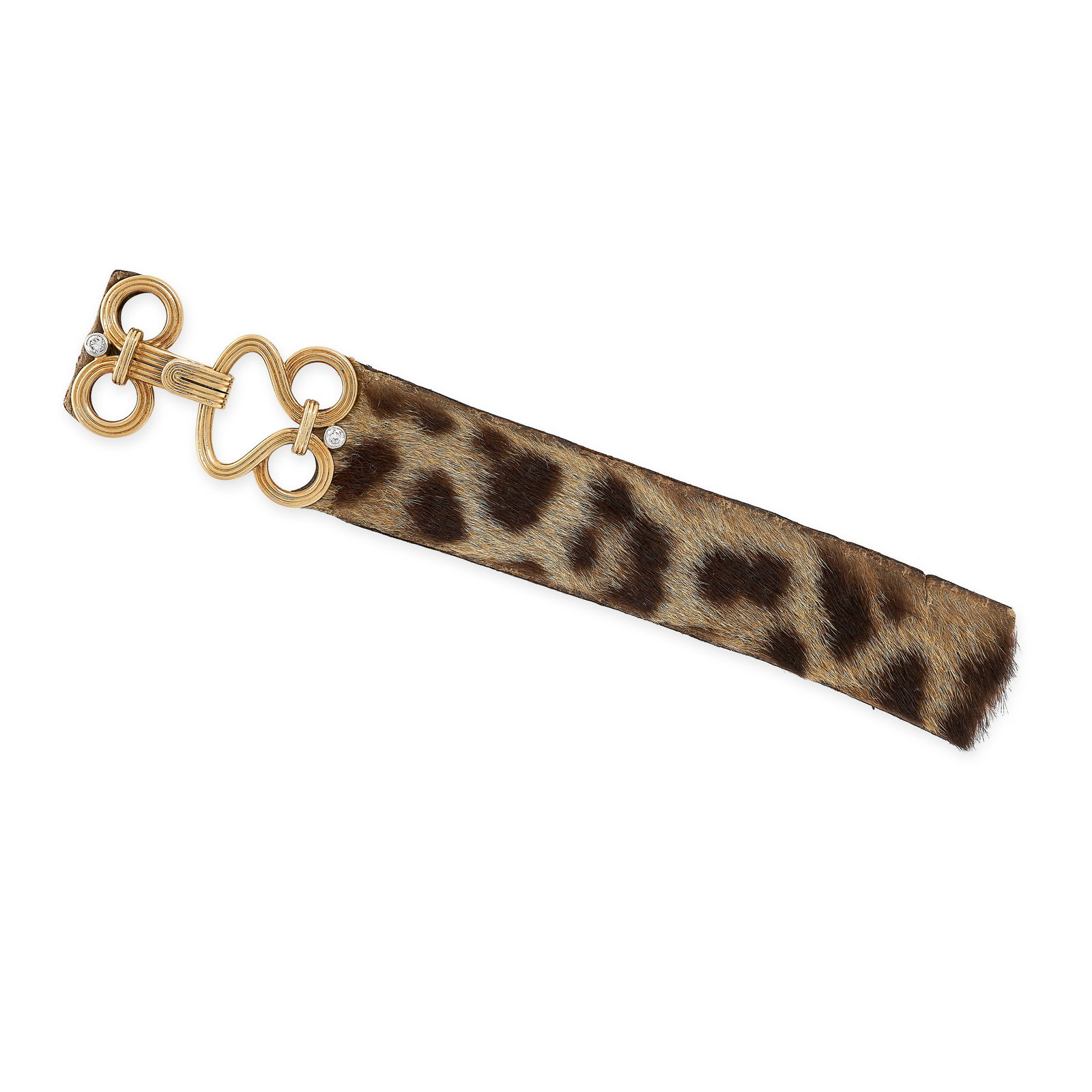 CARTIER, A VINTAGE DIAMOND AND FUR BRACELET in 18ct yellow gold, comprising a central leopard print (1 of 1)