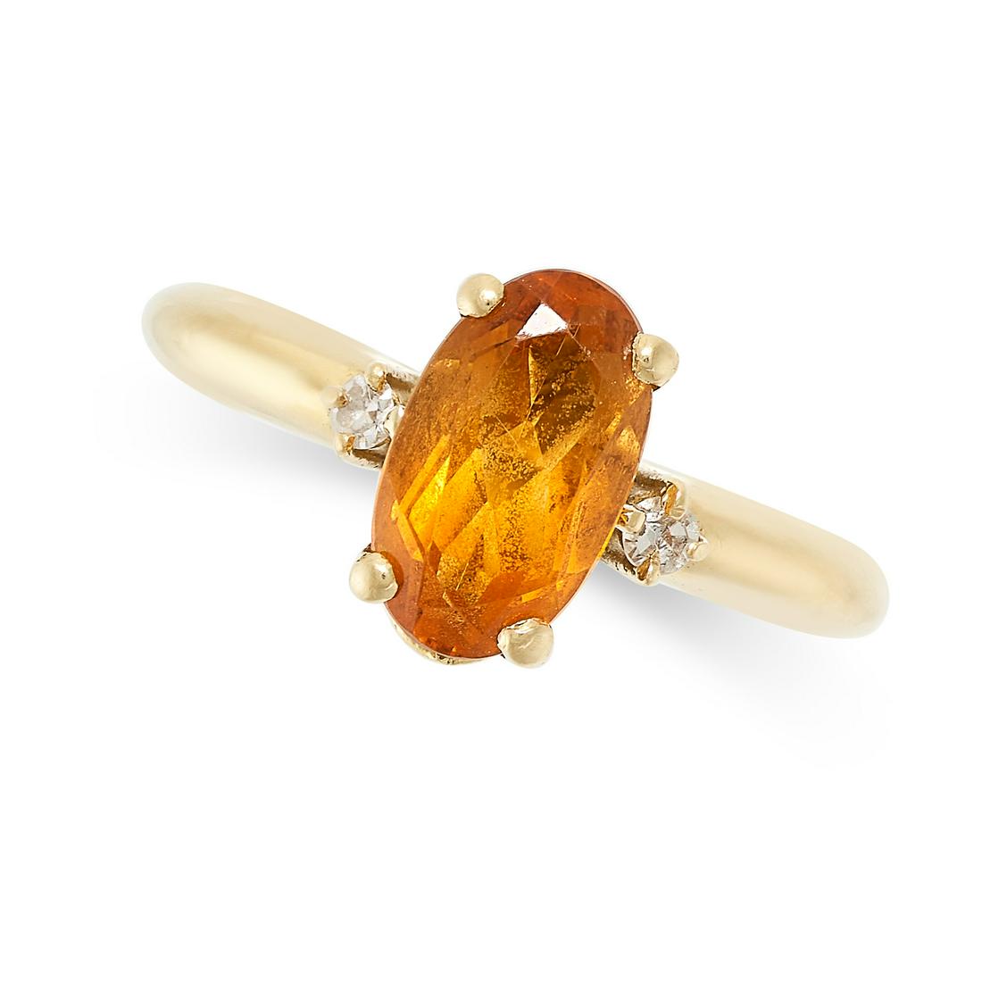 A VINTAGE CITRINE AND DIAMOND ENGAGEMENT RING AND WEDDING BAND SUITE in 18ct yellow gold, the (1 of 2)