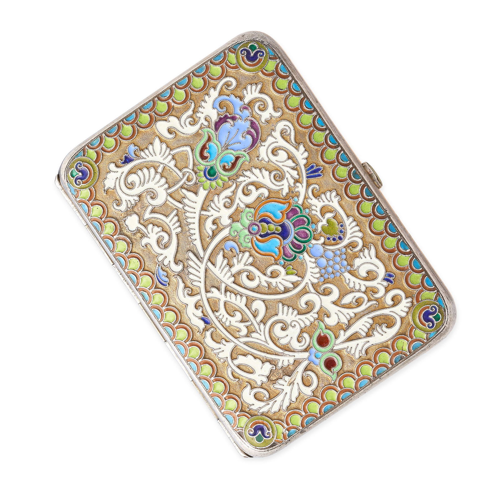 AN ANTIQUE IMPERIAL RUSSIAN SILVER ENAMEL CIGARETTE CASE, VORONTSOV & COMPANY, MOSOCW 1908-1917 in (1 of 3)