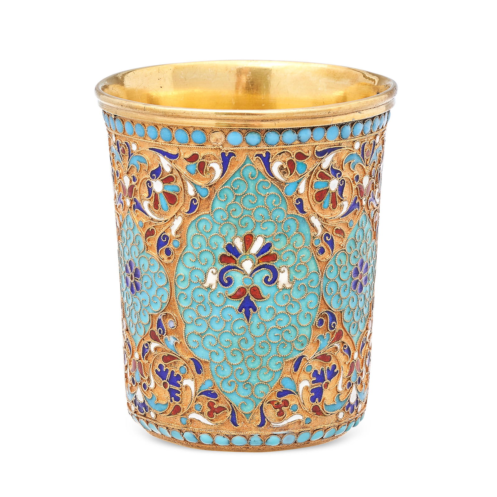 AN ANTIQUE IMPERIAL RUSSIAN SILVER ENAMEL BEAKER, GUSTAV KLINGERT, MOSCOW 1882-1898 in 84 zolotnik (1 of 1)