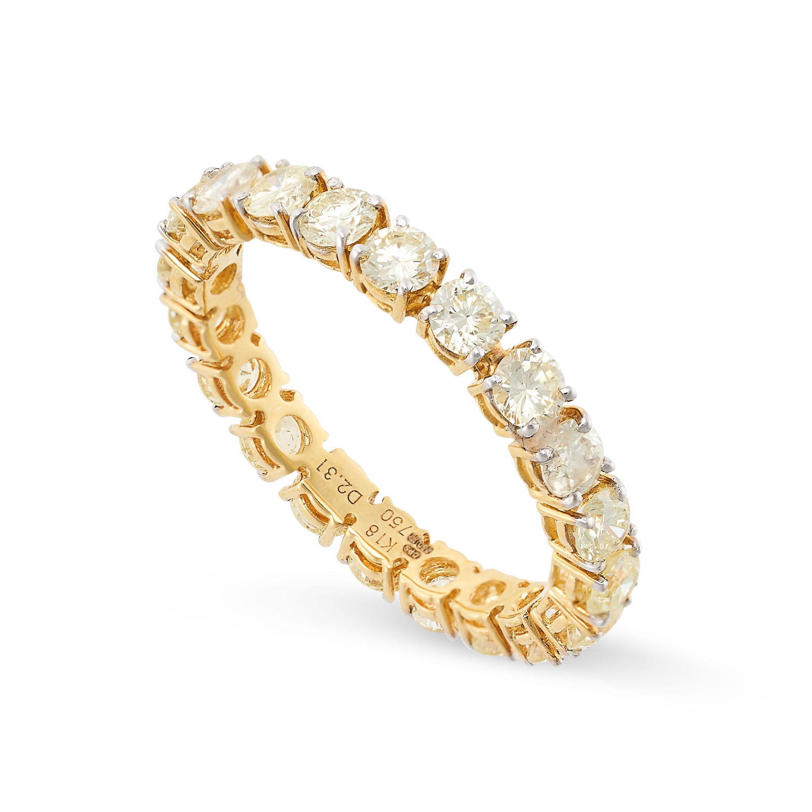 A DIAMOND ETERNITY RING in 18ct yellow gold, set all around with a single row of round brilliant cut (1 of 1)