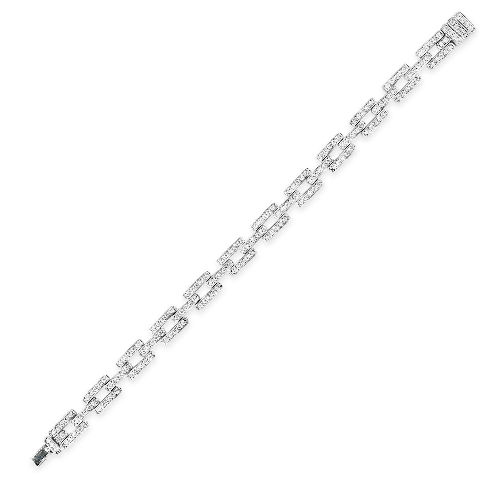 A DIAMOND BRACELET comprising a series of brick links set with round brilliant cut diamonds all (1 of 1)