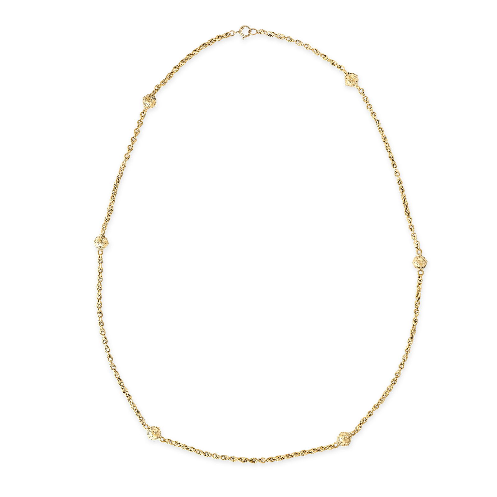 AN ANTIQUE FANCY LINK CHAIN NECKLACE in yellow gold, formed of a series of fancy links punctuated by (1 of 1)
