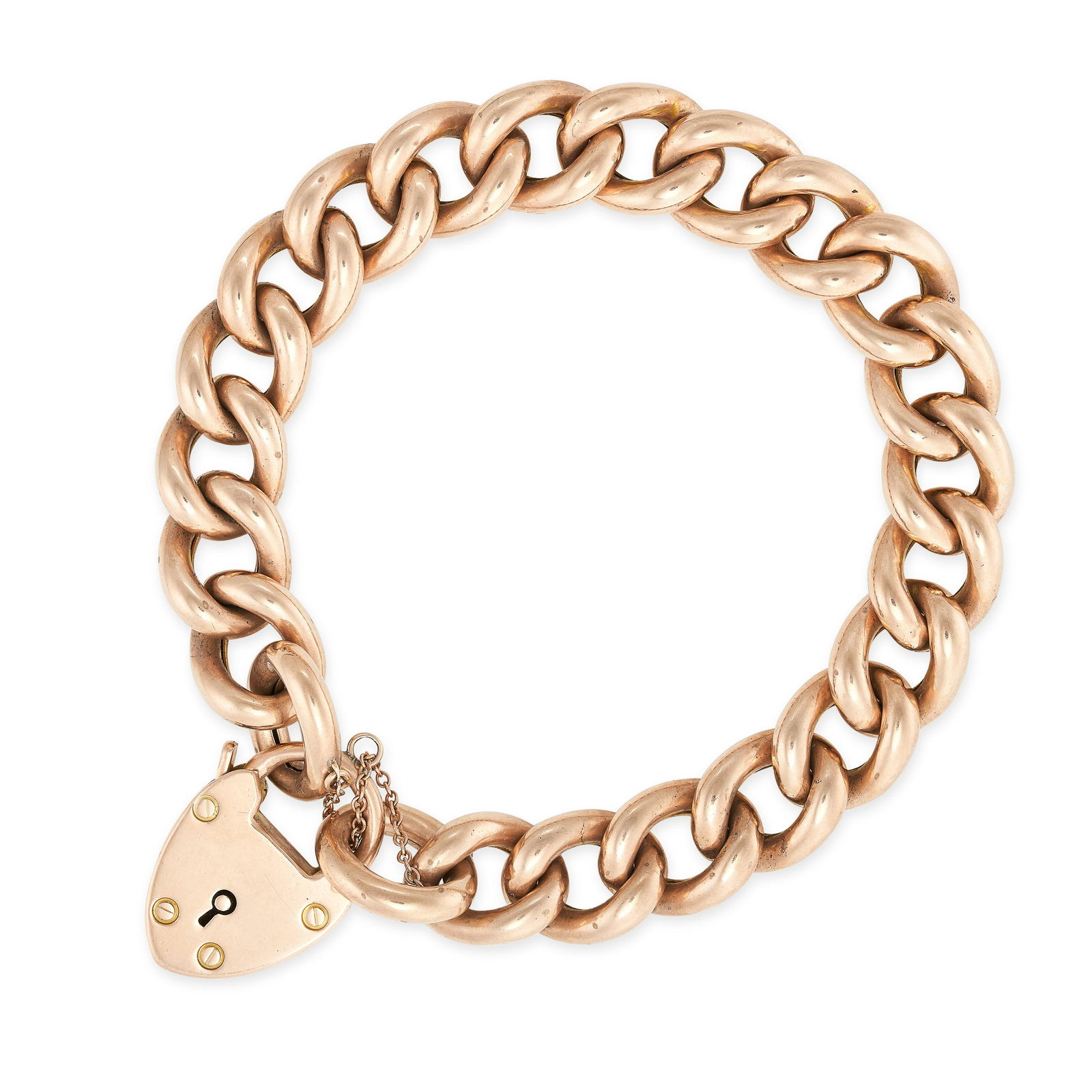 AN ANTIQUE CURB LINK BRACELET in 9ct rose gold, comprising a series of curb links, the clasp (1 of 1)