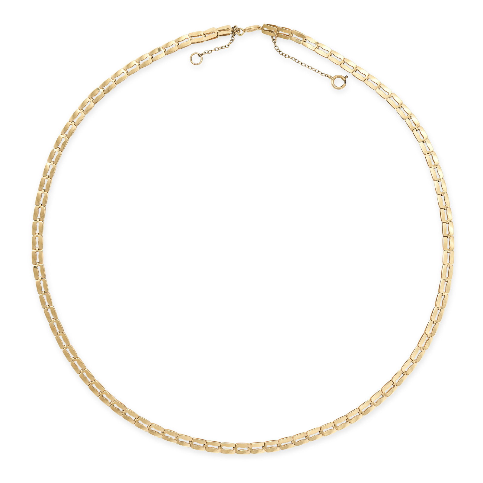 TWO GOLD FLAT LINK CHAIN NECKLACES in 18ct and 9ct yellow gold, each chain comprising a single row (1 of 2)