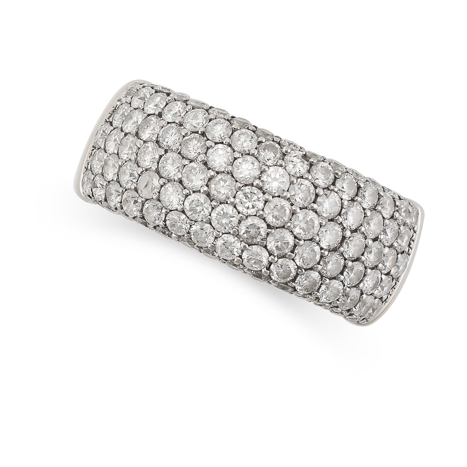 A DIAMOND HALF ETERNITY RING in 18ct white gold, pave set with seven rows of round brilliant cut (1 of 2)