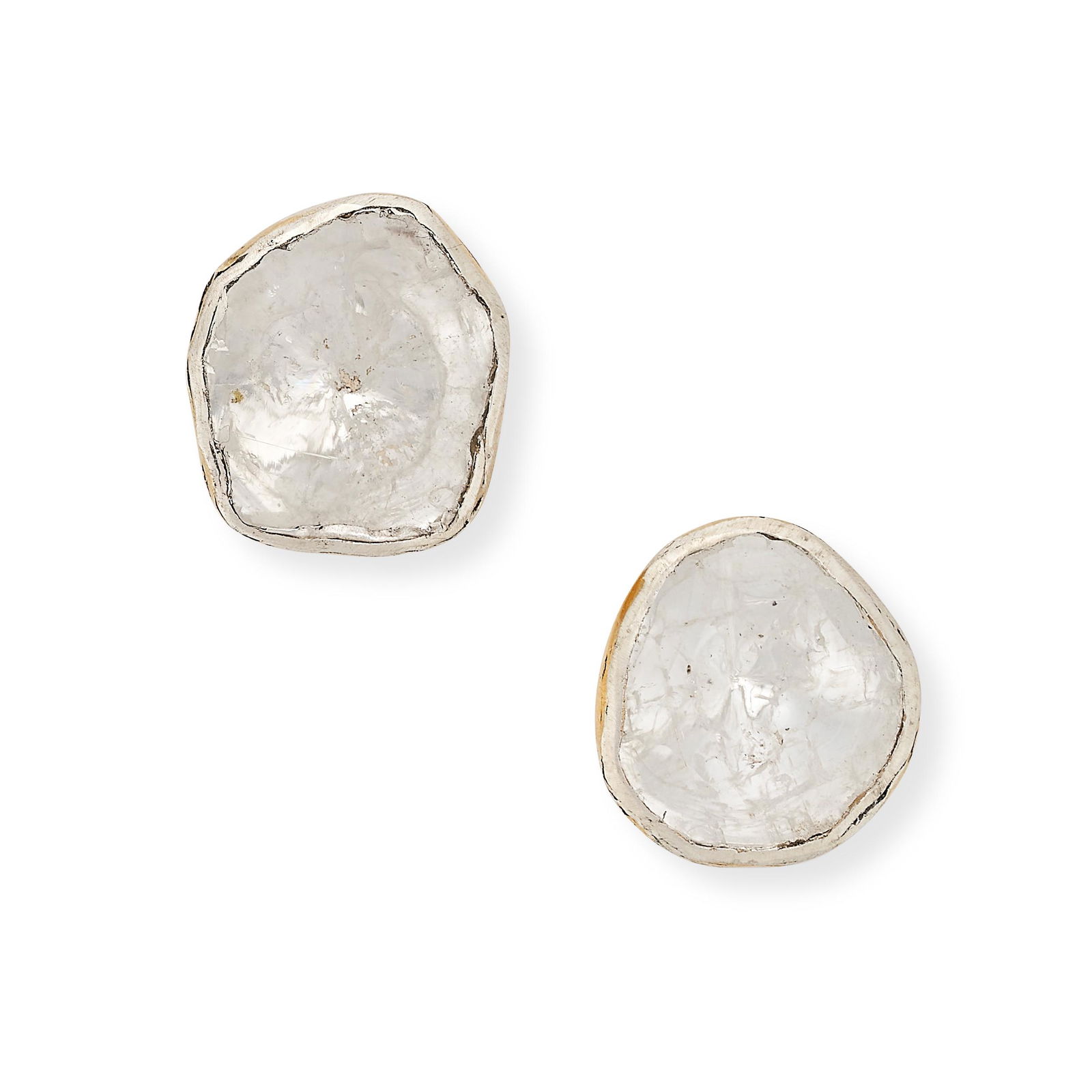 A PAIR OF DIAMOND STUD EARRINGS each set with a flat cut diamond, butterflies stamped 925, 0.9cm, (1 of 1)