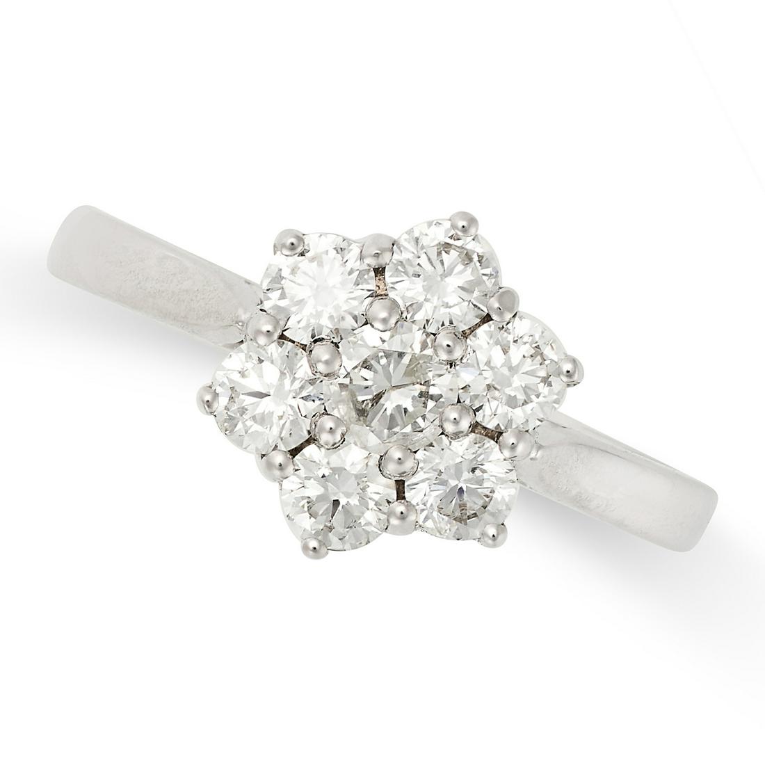 A DIAMOND CLUSTER RING in 18ct white gold, set with a cluster of round brilliant cut diamonds all (1 of 2)