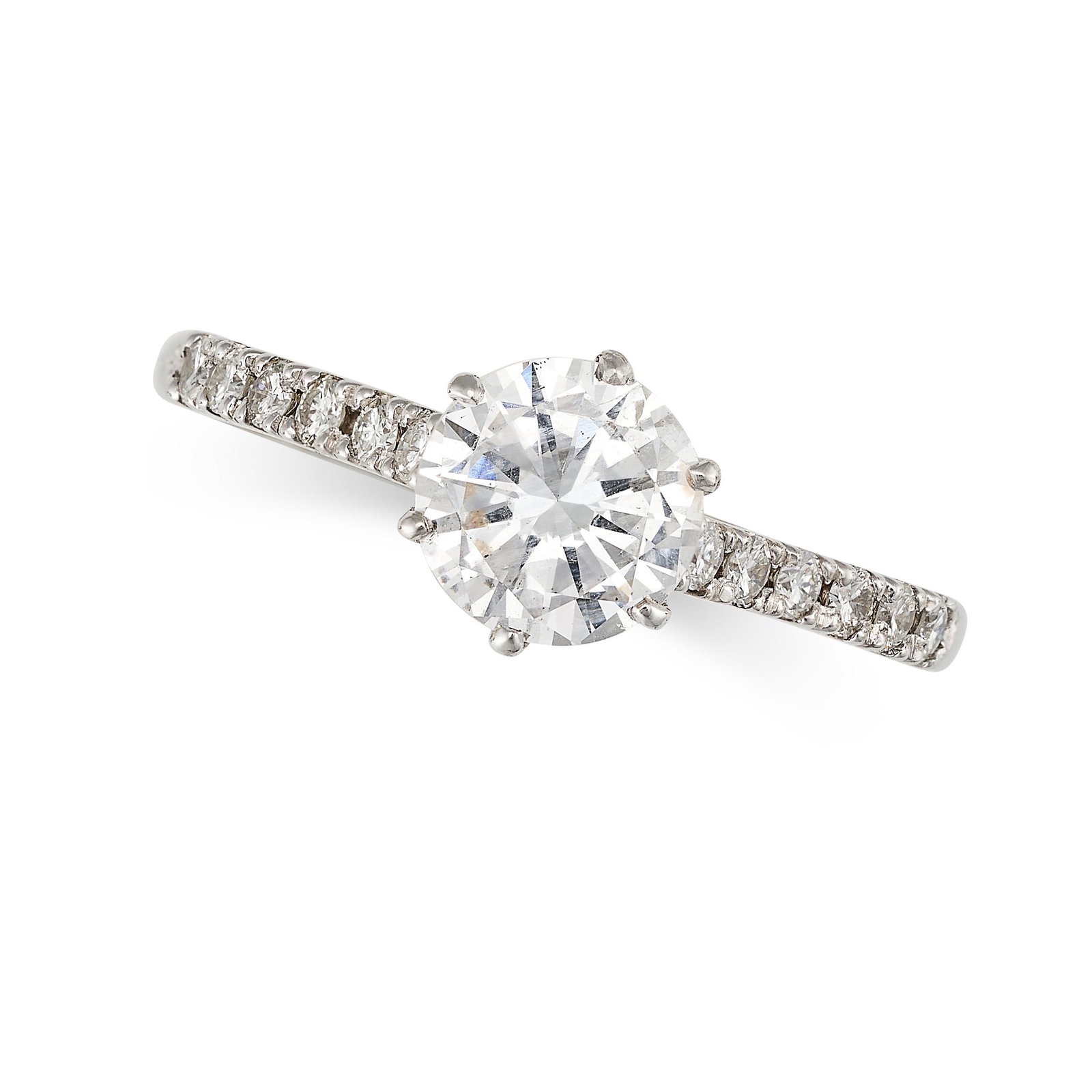 A 1.23 CARAT SOLITAIRE DIAMOND ENGAGEMENT RING in 18ct white gold, set with a round brilliant cut (1 of 2)