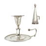 WILLIAM FOUNTAIN, AN ANTIQUE SILVER GEORGIAN CHAMBERSTICK designed as a candlestick with a base and