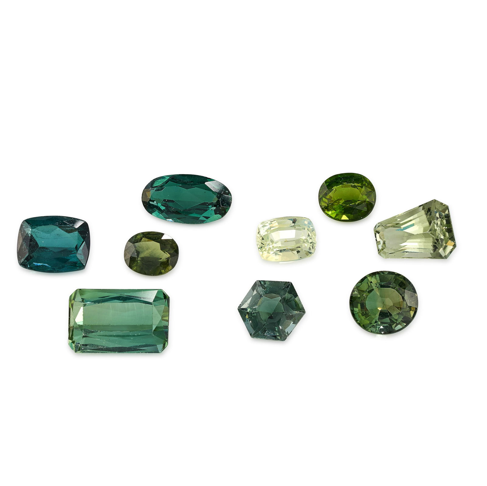A COLLECTION OF UNMOUNTED GREEN TOURMALINES, various cuts, all totalling 26.4 carats. (1 of 1)