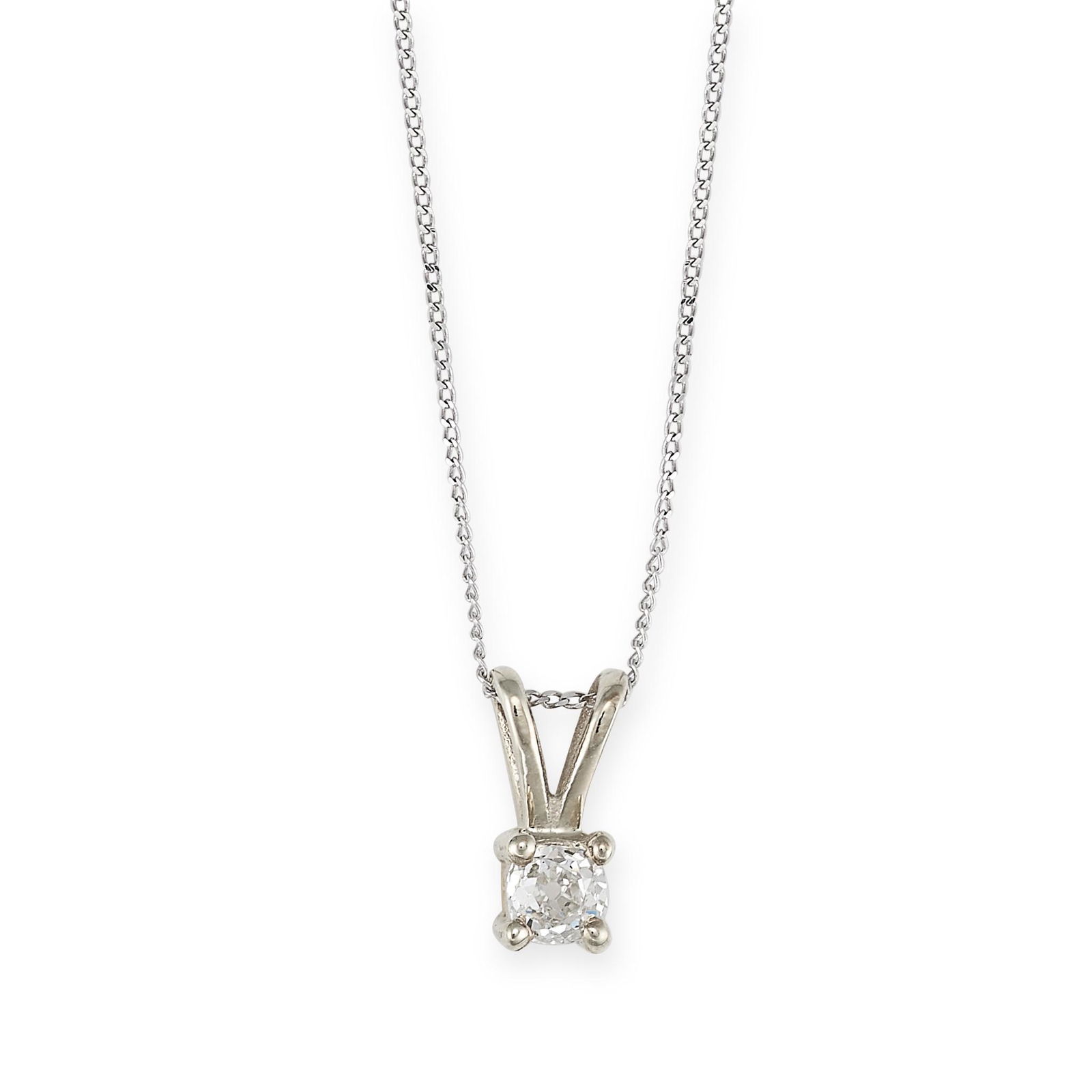 A SOLITAIRE DIAMOND PENDANT AND CHAIN in 9ct white gold, set with a round brilliant cut diamond of (1 of 1)