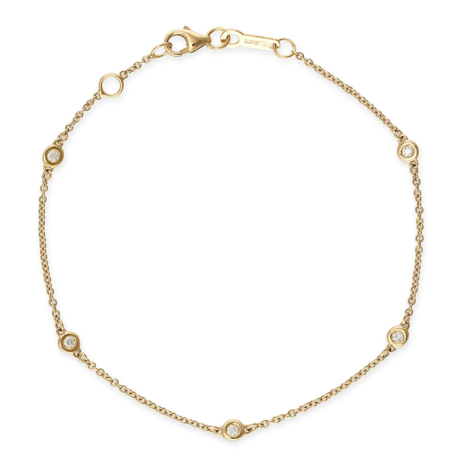 A DIAMOND BRACELET in 18ct yellow gold, in the manner of Diamonds By The Yard, set with five roun... (1 of 1)