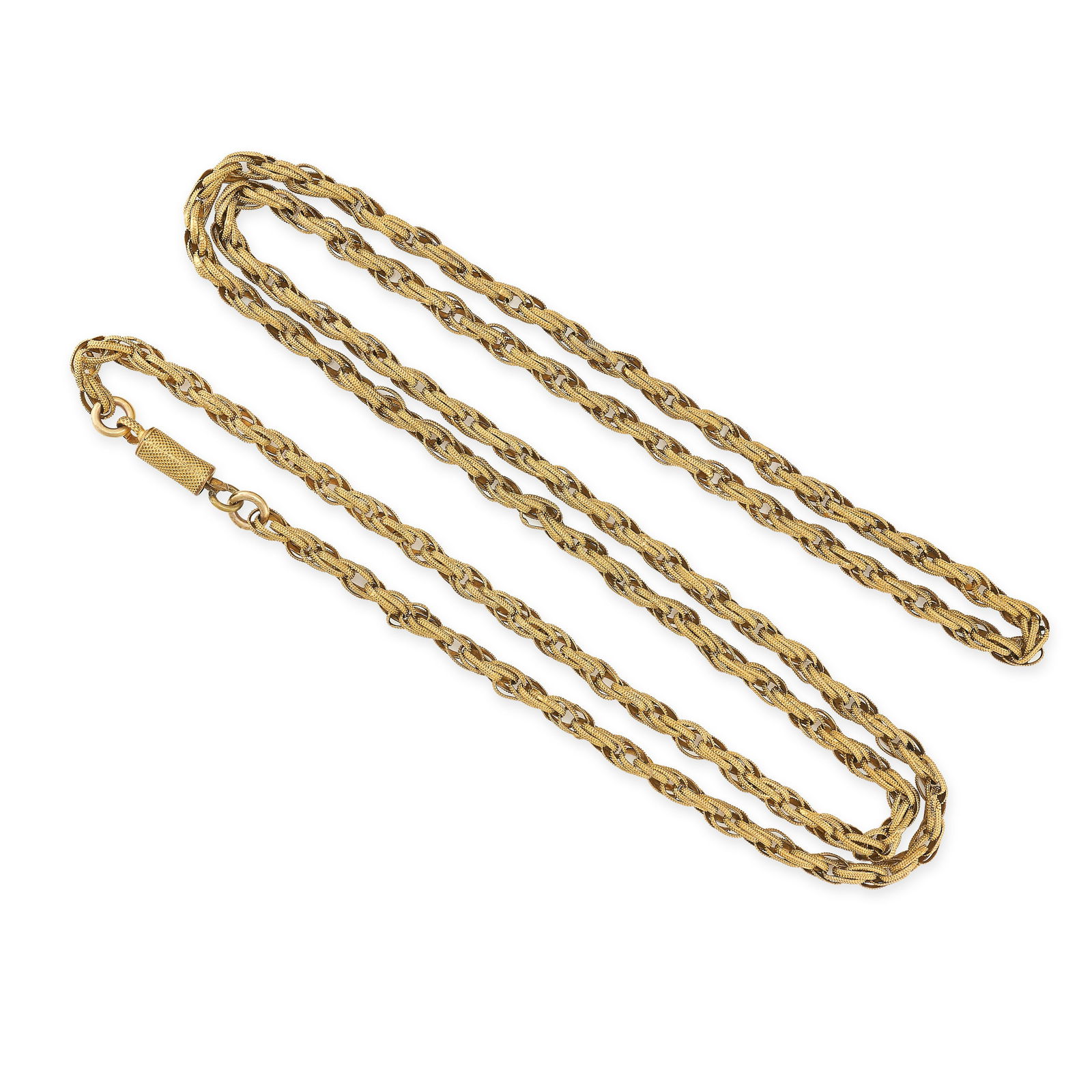 AN ANTIQUE PINCHBECK FANCY LINK CHAIN NECKLACE, 19TH CENTURY comprising a row of interlocking oval (1 of 2)