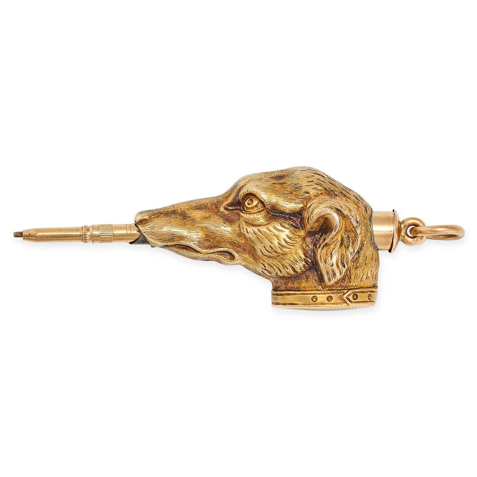 AN ANTIQUE GOLD DOG PENCIL CHARM / PENDANT, 19TH CENTURY in yellow gold, designed as the head of a (1 of 1)