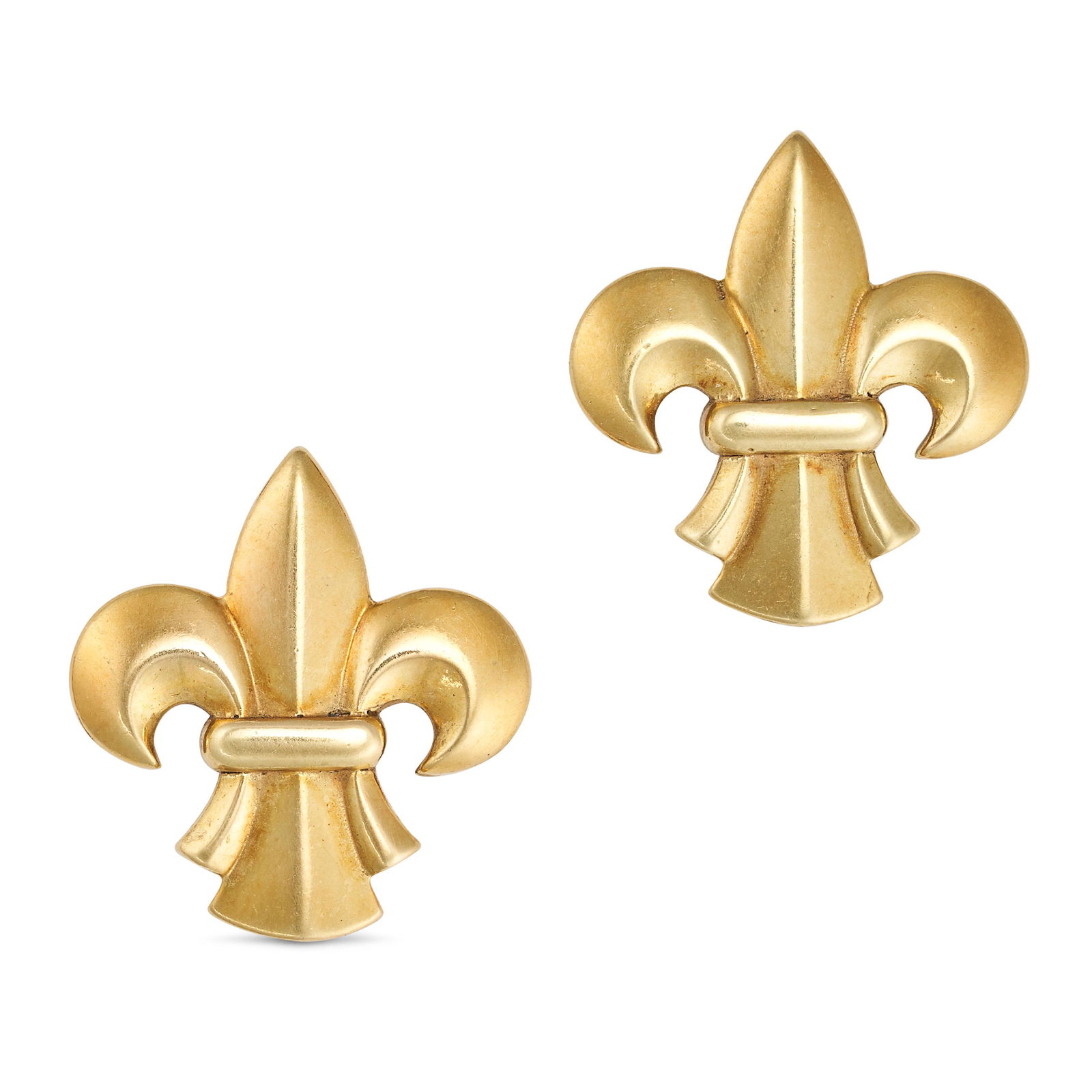 A PAIR OF FLEUR DE LIS EARRINGS in 18ct yellow gold, each designed as a Fleur de Lis, full British (1 of 1)