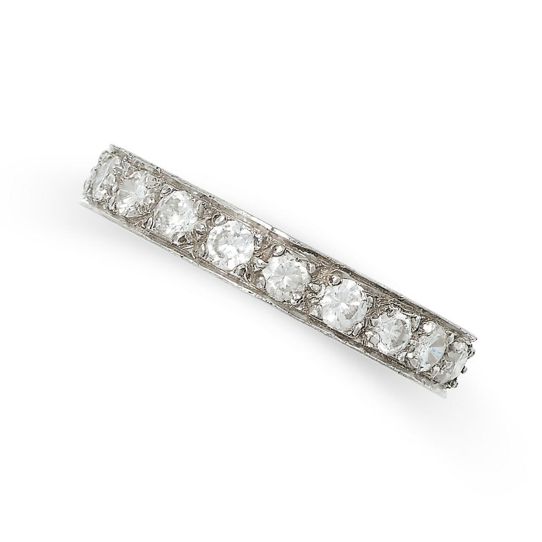 NO RESERVE - A VINTAGE DIAMOND FULL ETERNITY RING set all around with a row of round brilliant cu... (1 of 2)