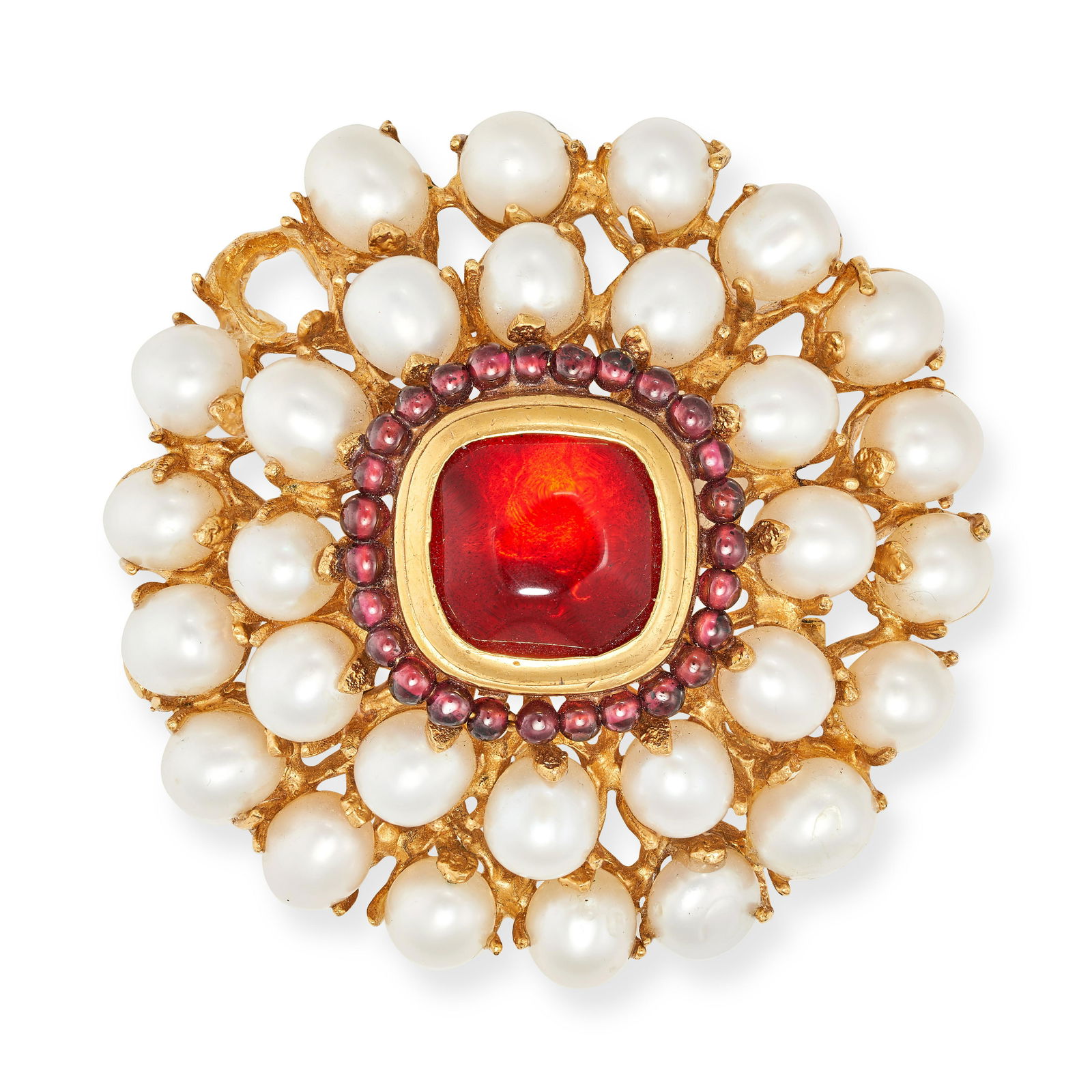 AN ASSORTED LOT OF COSTUME JEWELLERY comprising a brooch set with an orange cabochon paste stone ... (1 of 12)