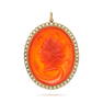 AN ANTIQUE PEARL AND CARNELIAN CAMEO PENDANT set with a carved carnelian cameo depicting Demeter ...