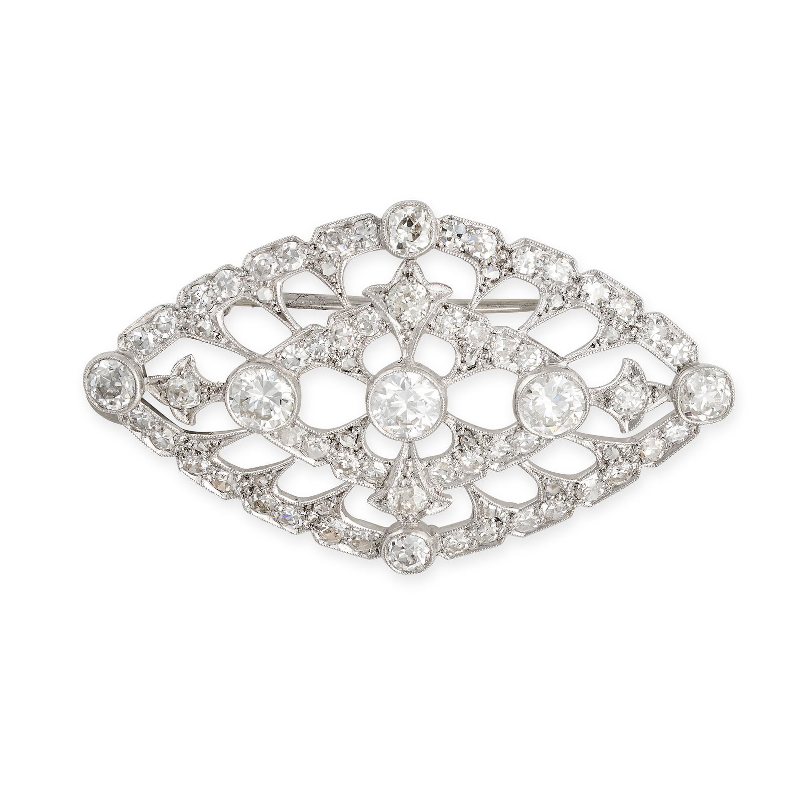 A VINTAGE DIAMOND PLAQUE BROOCH, 1930s, in 18ct yellow gold and platinum, the openwork brooch set... (1 of 1)