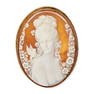 NO RESERVE - A SHELL CAMEO BROOCH in 9ct yellow gold, comprising an oval shell cameo carved to