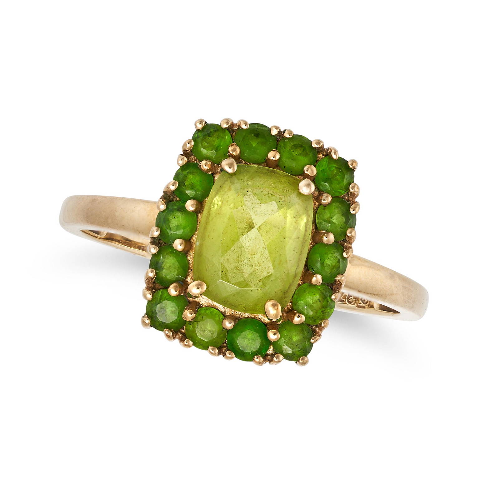 No Reserve A Peridot And Cluster Ring In 9ct Yellow Gold, Set