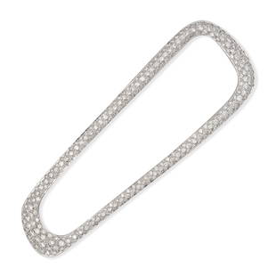 ANTONINI, A DIAMOND PENDANT in 18ct white gold, designed as an open elongated rectangle, pave set: ANTONINI, A DIAMOND PENDANT in 18ct white gold, designed as an open elongated rectangle, pave set throughout with round brilliant cut diamonds, the diamonds all totalling 3.0-3.5 carats, signed ANTONI