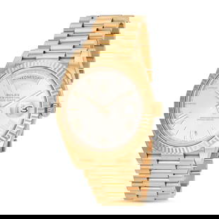 ROLEX - A ROLEX DAY DATE 40 in yellow gold, 228238, 022YXXXX, c.2018, the circular silvered dial ...: ROLEX - A ROLEX DAY DATE 40 in yellow gold, 228238, 022YXXXX, c.2018, the circular silvered dial with applied Roman numerals, day aperture at the twelve o'clock position, date aperture at the three o'