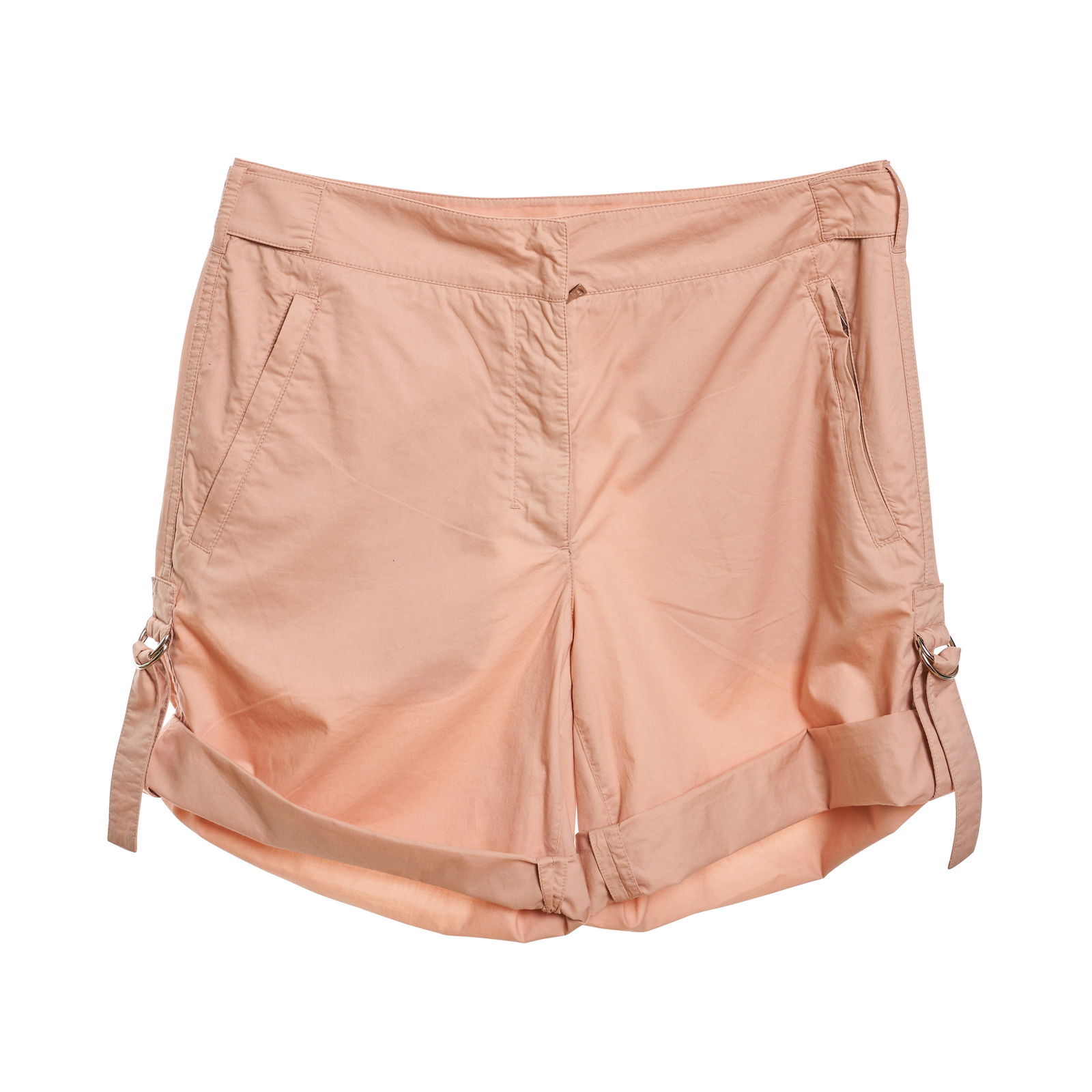 PRADA PINK CARGO SHORTS Condition grade B. Size Italian 42. 80cm waist, 45cm length. Pink toned: PRADA PINK CARGO SHORTS Condition grade B. Size Italian 42. 80cm waist, 45cm length. Pink toned cargo shorts with front zip and popper opening. Composition 65% nylon, 31% viscose, 4% other fibres, lin