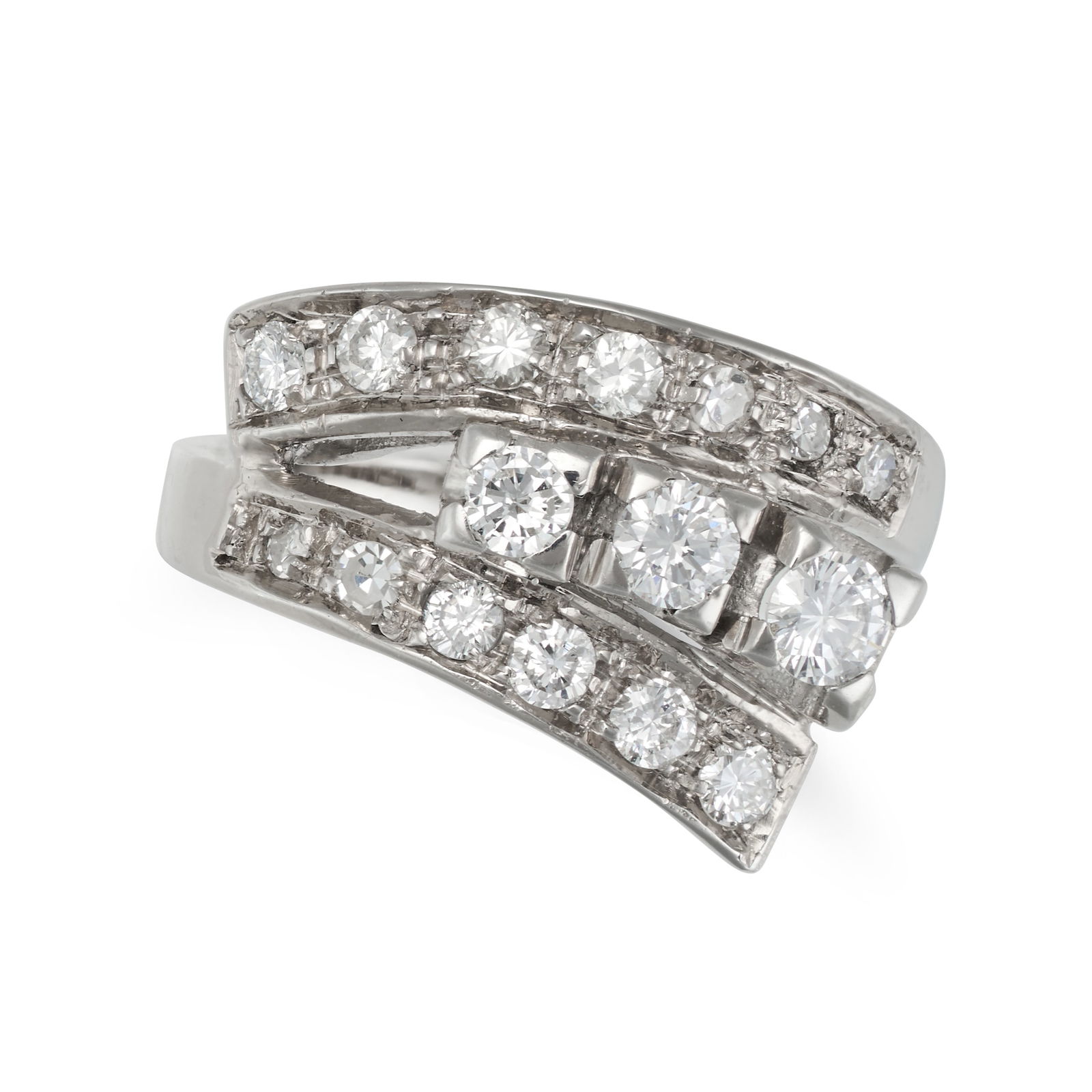 A Diamond Dress Ring In 18ct White Gold The Stylised Ring Set