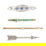 NO RESERVE - A COLLECTION OF FOUR BROOCHES comprising a diamond arrow jabot pin brooch, designed as