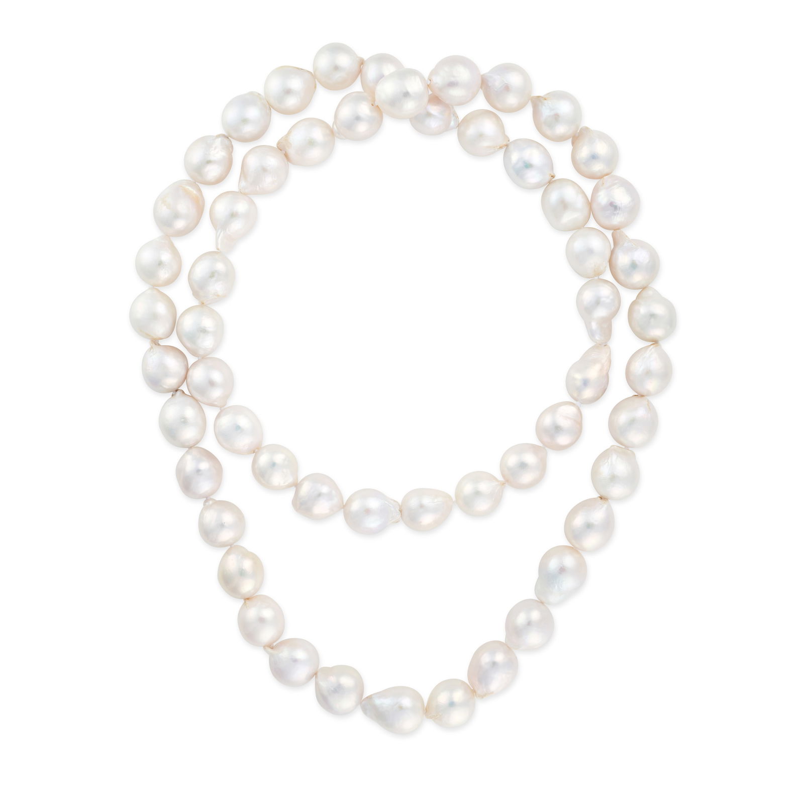 A BAROQUE PEARL SAUTOIR NECKLACE comprising a single row of baroque pearls, 80.0cm, 190.5g. (1 of 1)