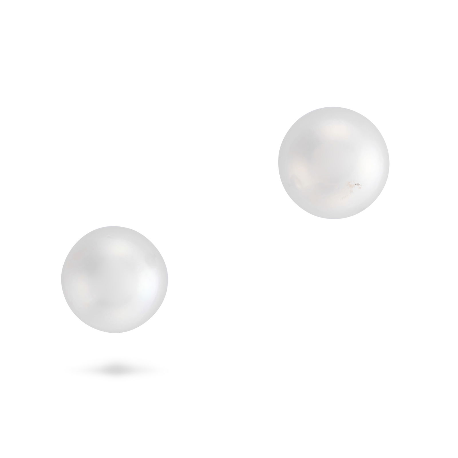 NO RESERVE - BUCHERER, A PAIR OF AKOYA PEARL STUD EARRINGS in 18ct white gold, each set with a pe...: NO RESERVE - BUCHERER, A PAIR OF AKOYA PEARL STUD EARRINGS in 18ct white gold, each set with a pearl of 6.8mm, CB maker's mark, Swiss assay marks, 0.7cm, 1.7g. Accompanied by a Bucherer jewellery box.
