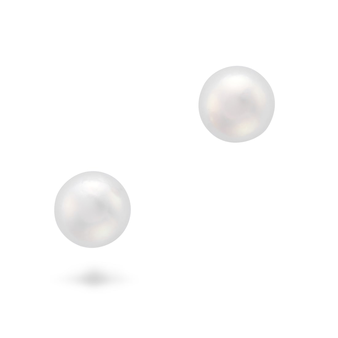 NO RESERVE - BUCHERER, A PAIR OF AKOYA PEARL STUD EARRINGS in 18ct white gold, each set with a pe...: NO RESERVE - BUCHERER, A PAIR OF AKOYA PEARL STUD EARRINGS in 18ct white gold, each set with a pearl of 5.7mm, CB maker's mark, Swiss assay marks, 1.7cm, 1.2g. Accompanied by a Bucherer jewellery box.