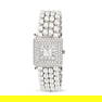 CHOPARD - A DIAMOND AND 18CT WHITE GOLD LADIES BRACELET WATCH, the square white dial with Roman