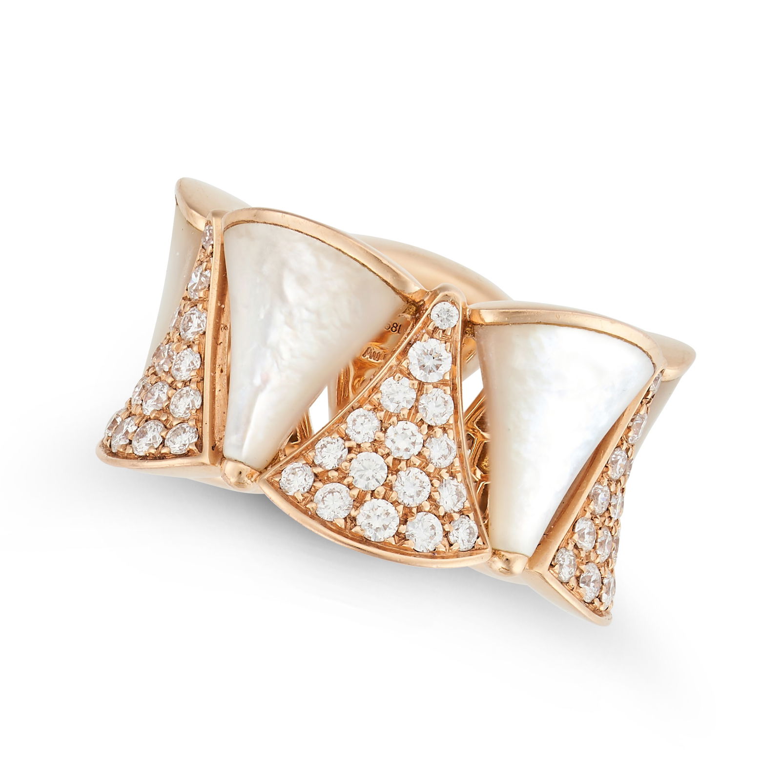 BULGARI, A MOTHER OF PEARL AND DIAMOND DIVA'S DREAM RING in 18ct rose gold, set with polished mother (1 of 2)