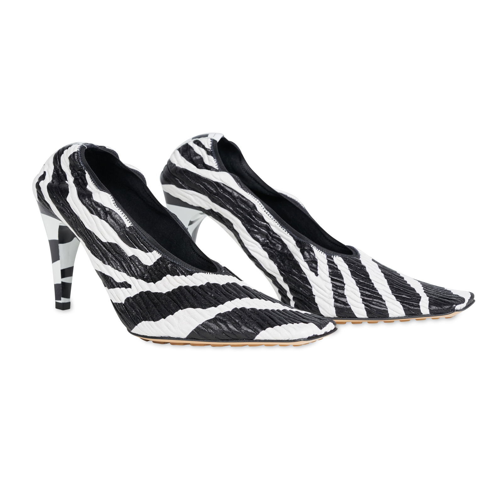BOTTEGA VENETA SPRING 2020 ZEBRA PRINT SHARPEI HEELS   Condition grade A+ (unworn).   Black and (1 of 3)