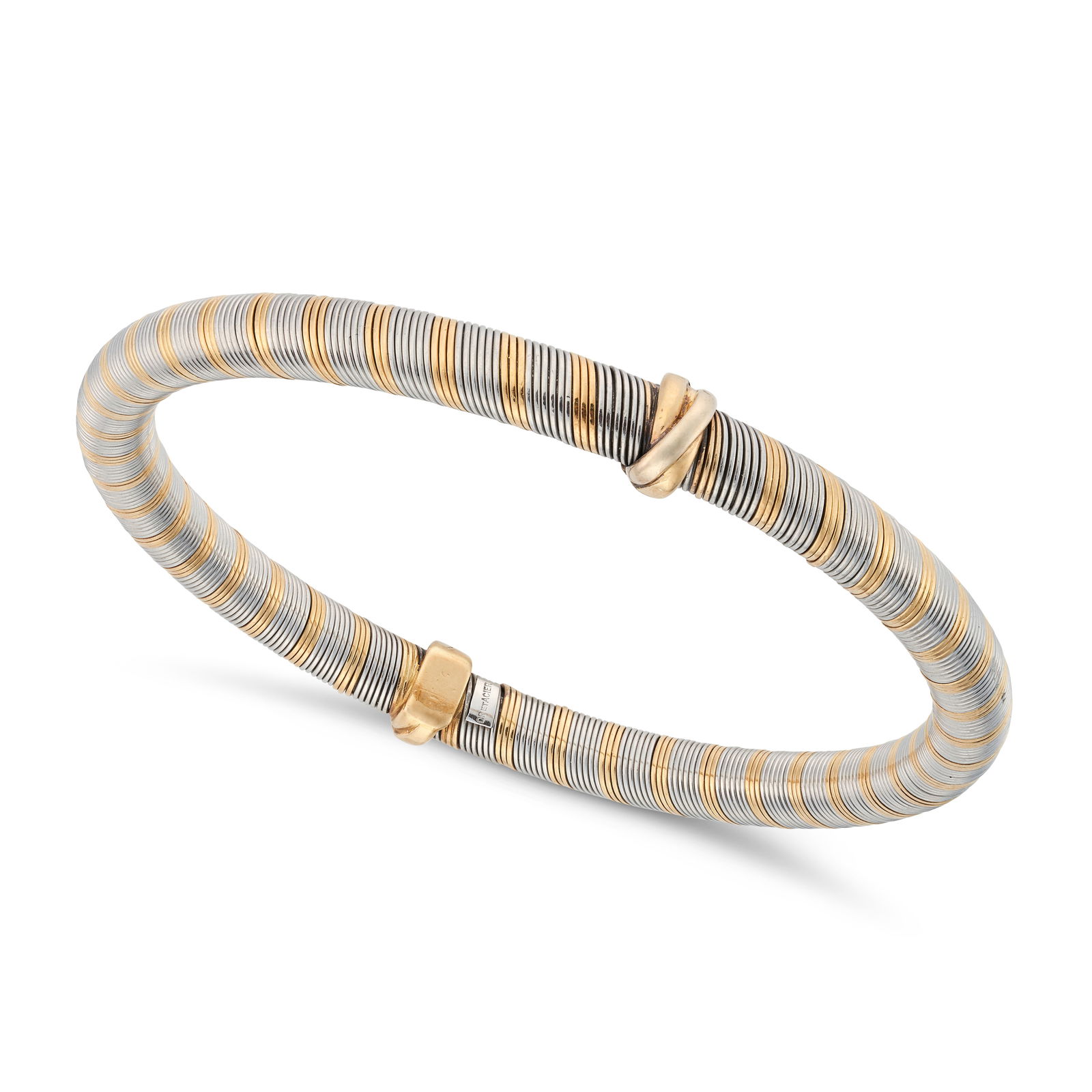CARTIER, A VINTAGE OR ET ACIER BRACELET in 18ct yellow gold and steel, comprising alternating (1 of 1)