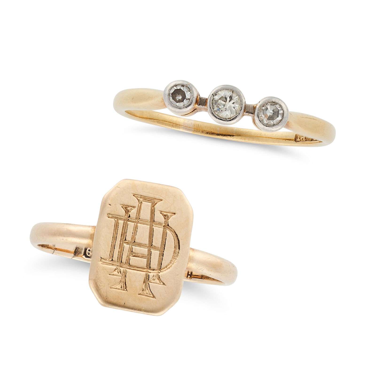 NO RESERVE - A COLLECTION OF RINGS comprising a signet ring in 9ct yellow gold, full British (1 of 3)