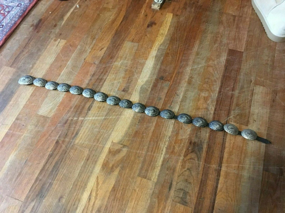 Navajo Sterling Silver Leather Belt with 17 Buckles (1 of 3)